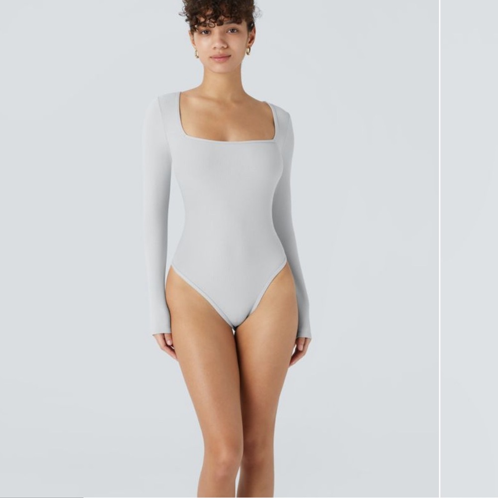 Women's Gray Long Sleeve Bodysuit